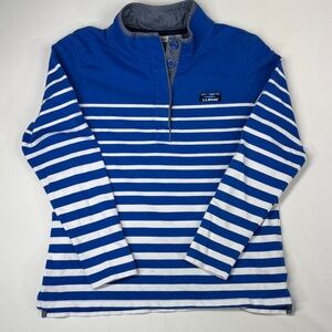 L.L. Bean Cotton Rugby Henley Blue and White Striped Size Large